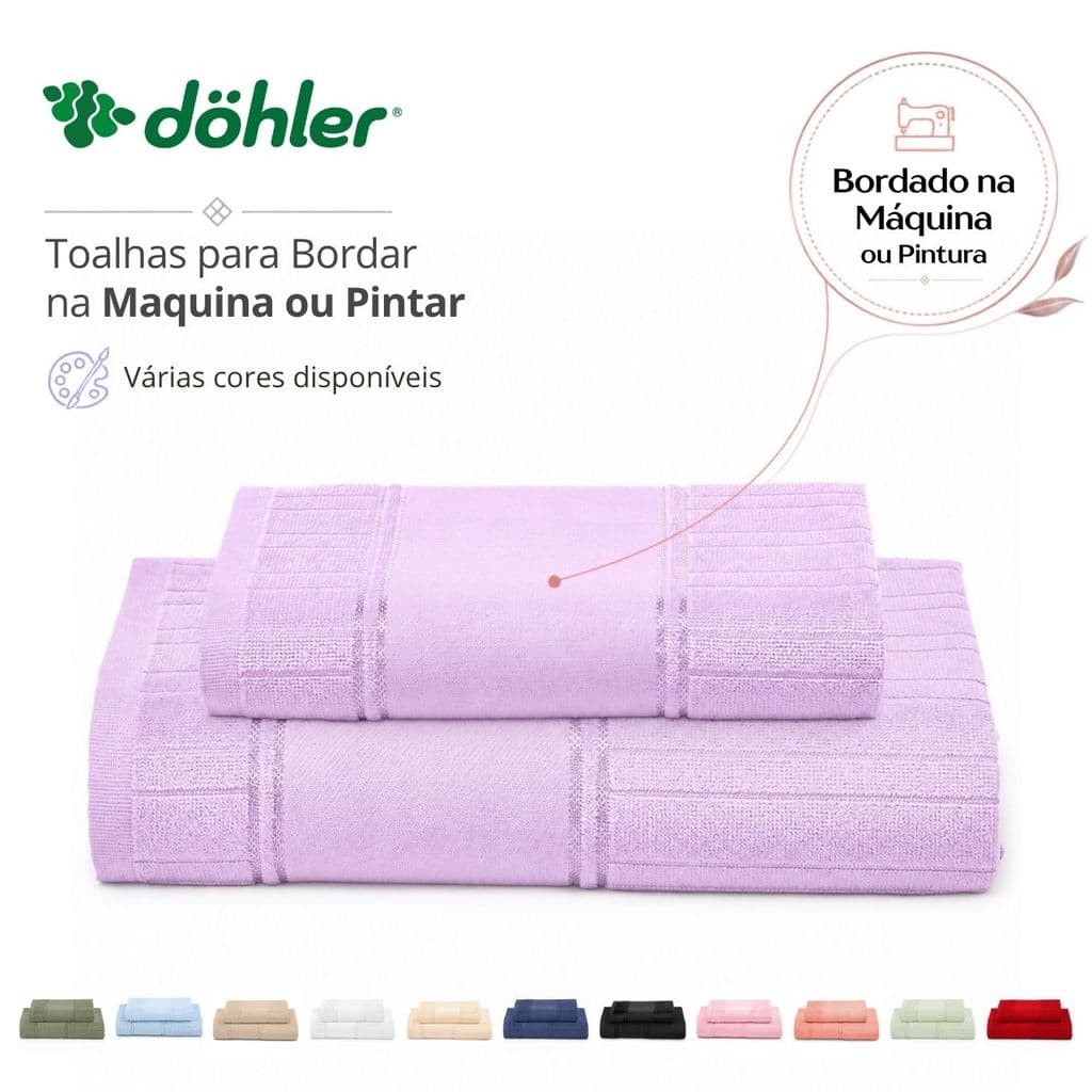 Kit 2 Toalhas Artesanalle Dohler Banho+Rosto para Bordar na MAQUINA OU PINTURA