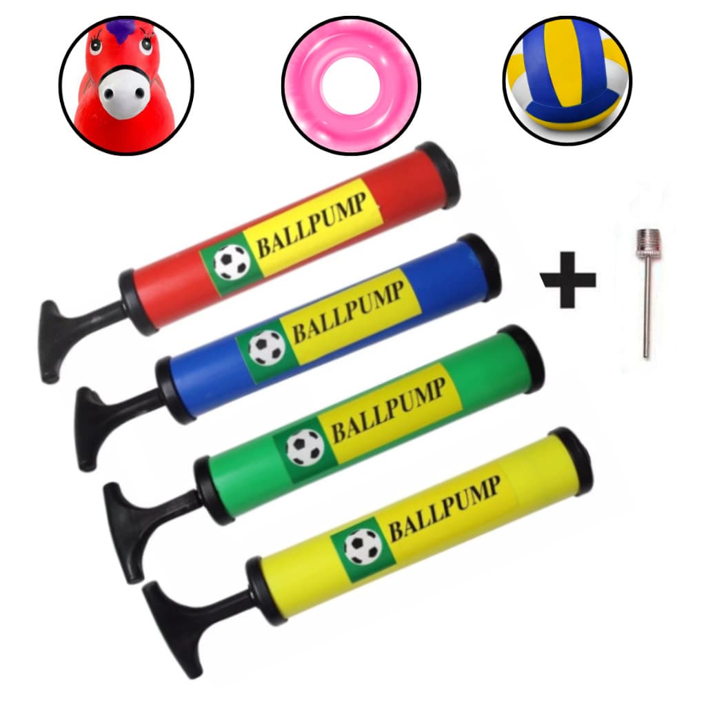 Bomba De Ar Manual 24cm Com Bicos E Mangueira Para Bola Boia Cavalinho Upa Upa
