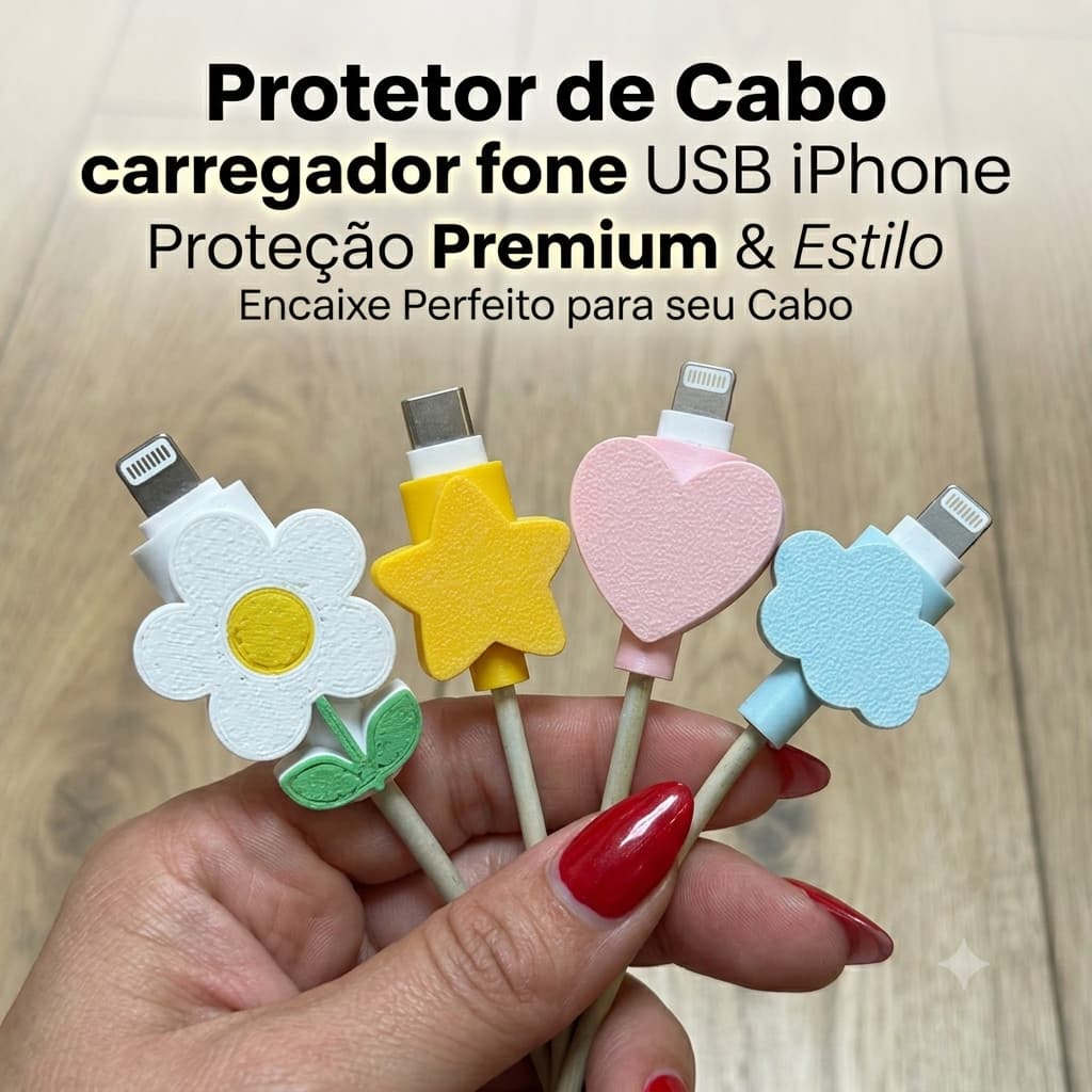 Protetor de Cabo carregador fone USB iPhone Android