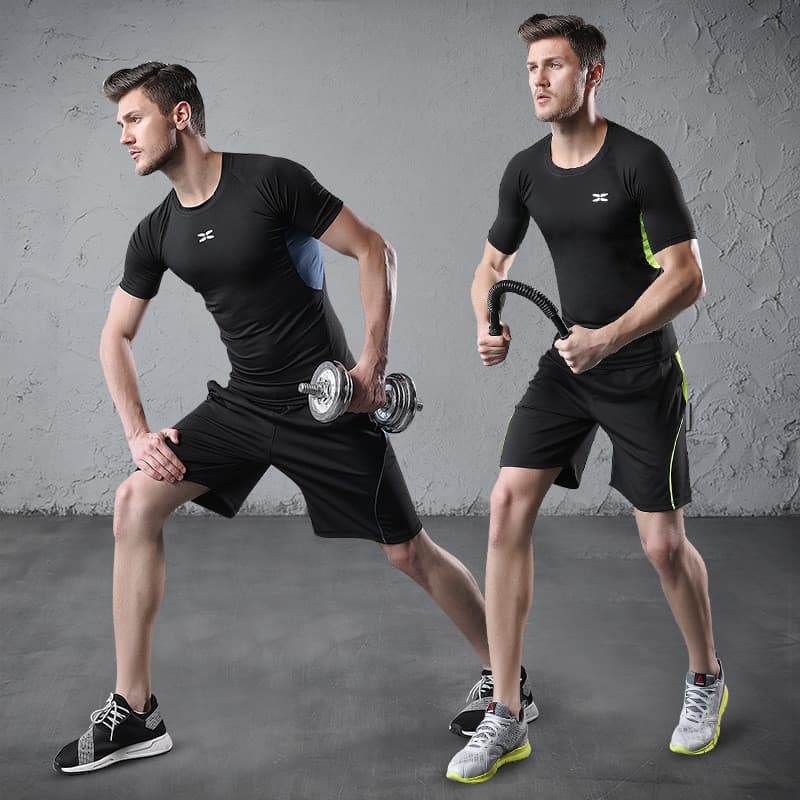Conjunto esportivo masculino para atividades ao ar livre, conjunto de duas peças para corrida e fitness, composto por sh