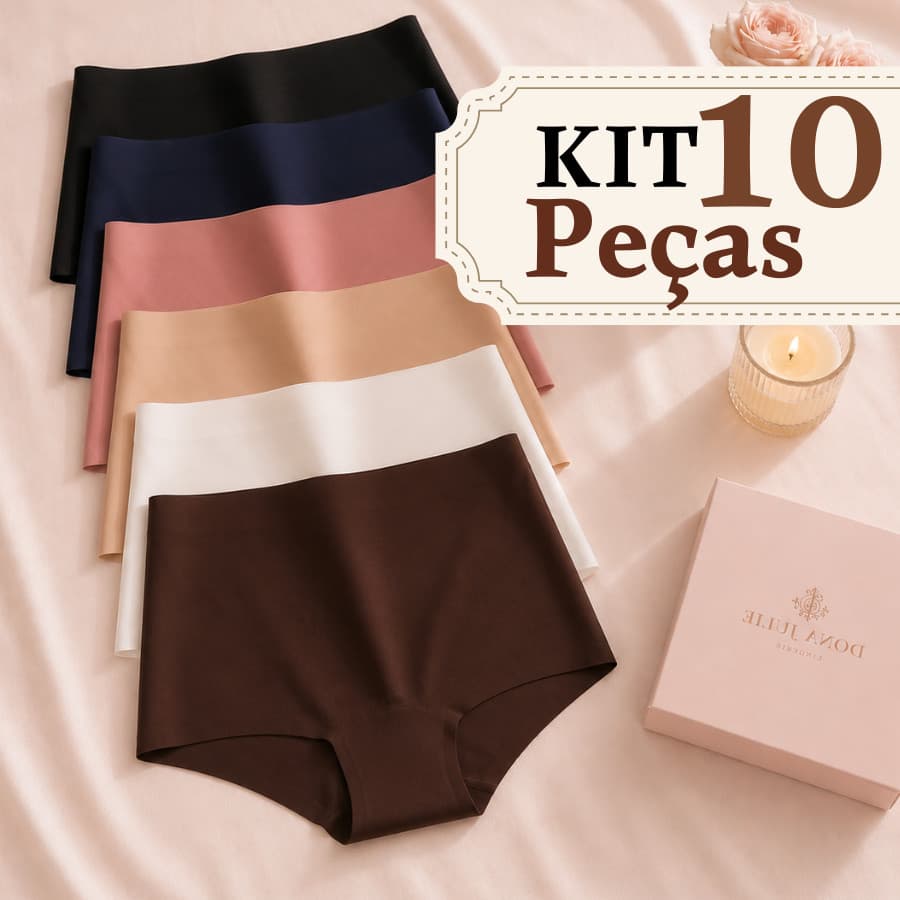 KIT 10 Calcinhas Feminina Boxer Corte a Laser Sem Costura Confortável Não Marca Sob a Roupa Forro Algodão