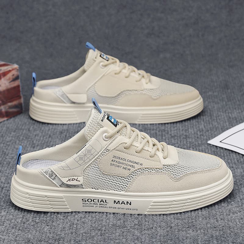 2026 novo produto lona meia chinelos masculino verão respirável escritório malha estilo fino deslizamento-On Casual espo