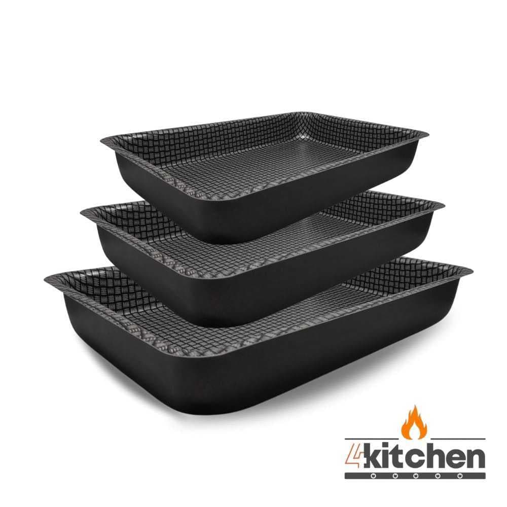 kit 3 Assadeiras Gourmet Alumínio 7 Camadas Antiaderentes