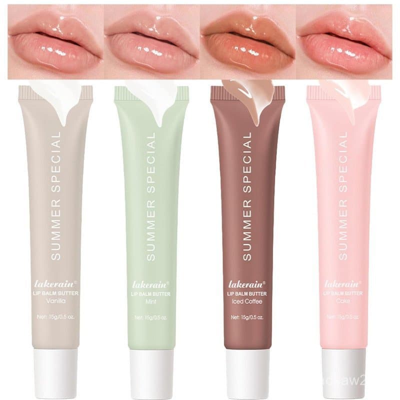 Conjunto de 4 peças de bálsamo labial brilhante, leve e não pegajoso, conjunto de cuidados labiais de longa duração C3NX