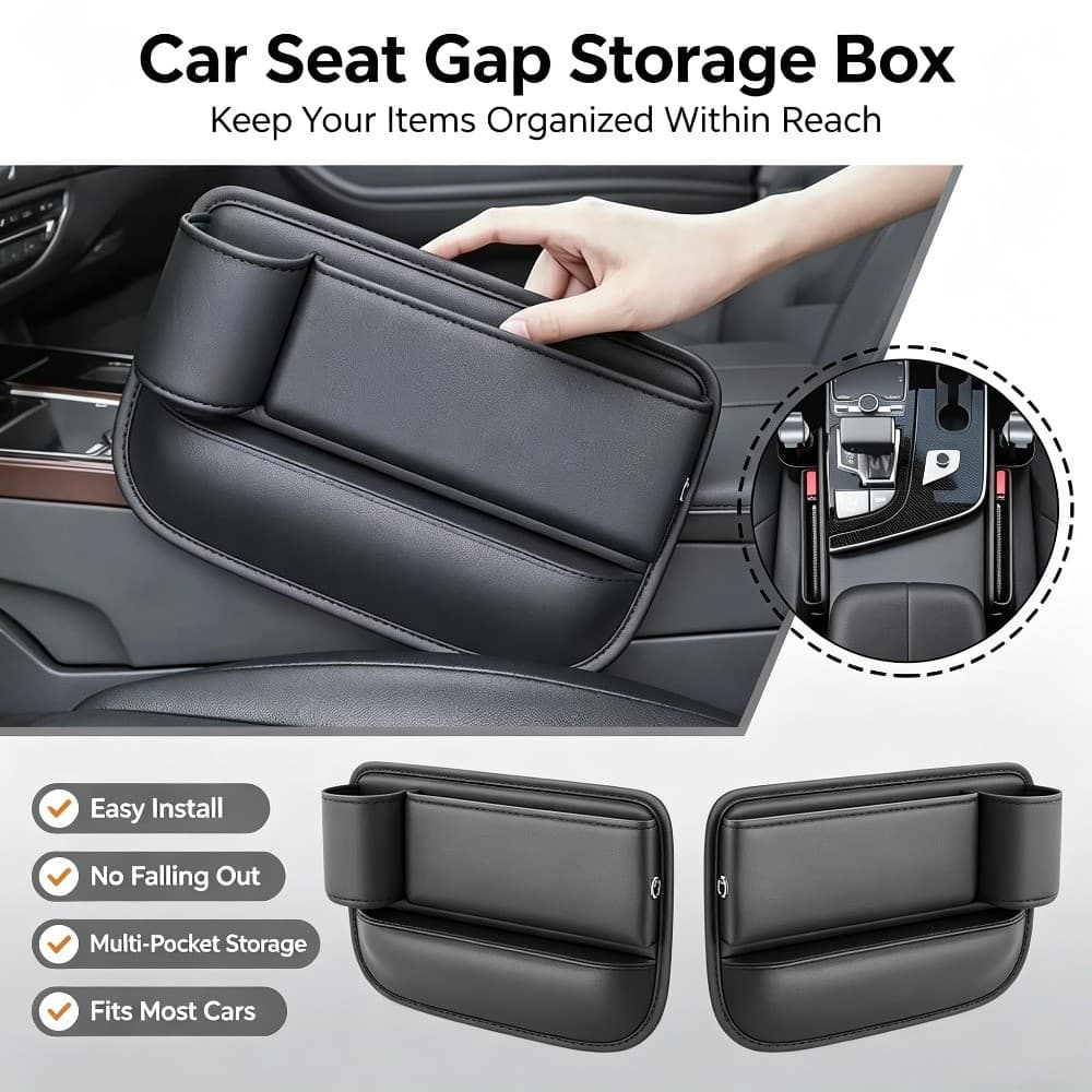 Assento De Carro Gap Suporte De Copo De Água Couro Universal Fenda Lado Caixa De Armazenamento Motorista Frente Automáti