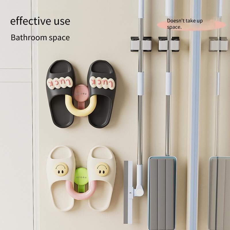 Banheiro Fixado Na Parede Ventosa Chinelo Rack Multi-Tamanho Universal Plástico Pegajoso Gancho Sem Perfuração Necessári