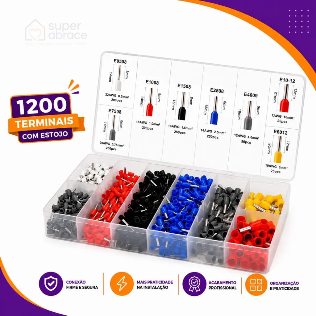Kit Conector Terminal Ilhós Duplo 2,5 Á 16mm2 - 50 Un Kit TI