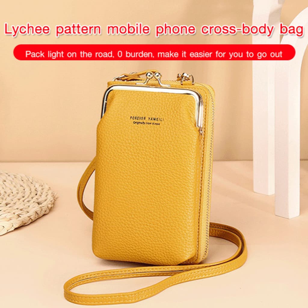 【Multifuncional】Bolsa feminina elegante em couro PU com estampa de lichia, para uso diário e casual.