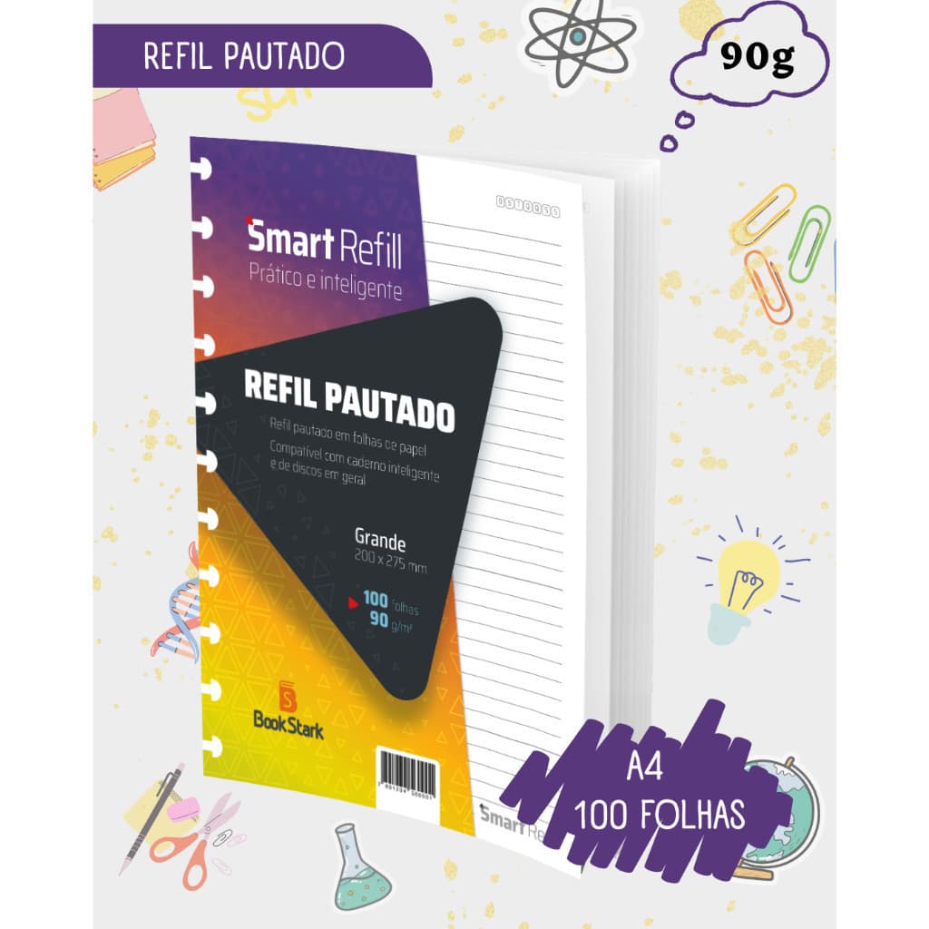Refil Pautado Caderno Inteligente (A4) - 11 Discos 200x275mm 100 Folhas