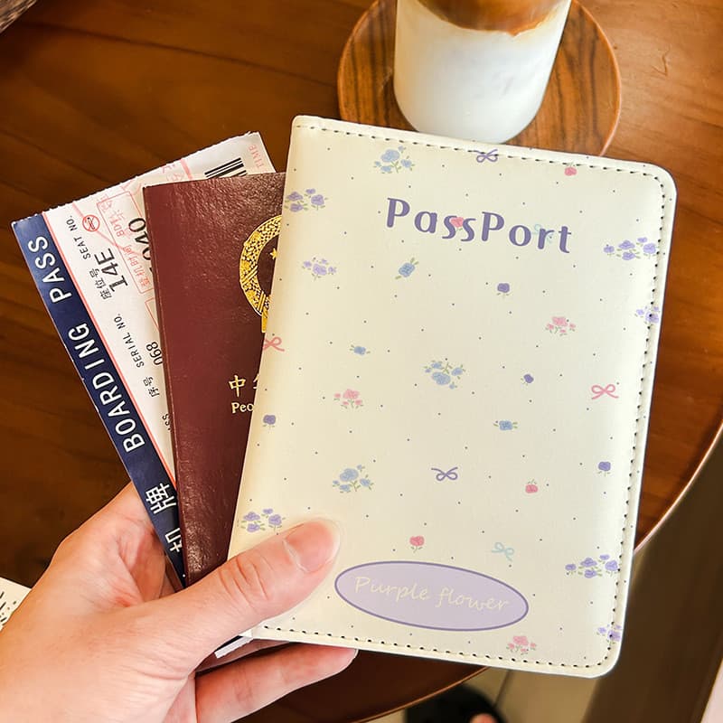 [Estoque pronto] ins Floral Bowknot Porta-passaporte Documento Bolsa Protetora Caso Porta-cartões multifuncional Viagem