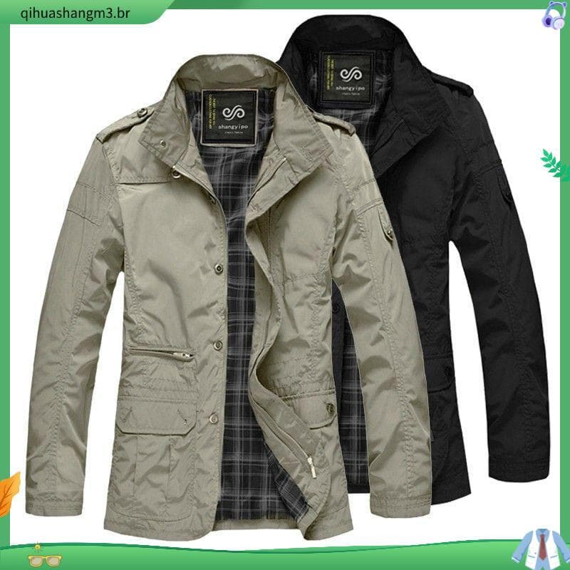 Fortune leopardo lobo outono inverno plus Size jaqueta masculina de comprimento médio solto mais gordura meia-idade jove