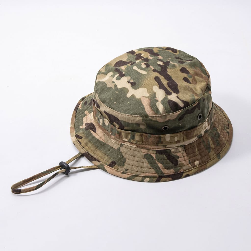 Chapéu de pescador camuflado tático para homens e mulheres, chapéu de aba curta para proteção solar ao ar livre, ideal p