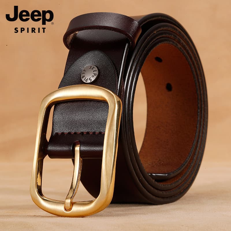 Jeep cinto masculino de couro genuíno High-End 2026 novo estilo pino fivela cinto moda masculina negócios Casual cinto d