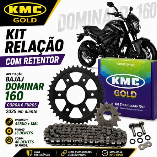 Kit Relação Transmissão Bajaj Dominar Ns 160 Kmc C/ Retentor 2025 2026 2027