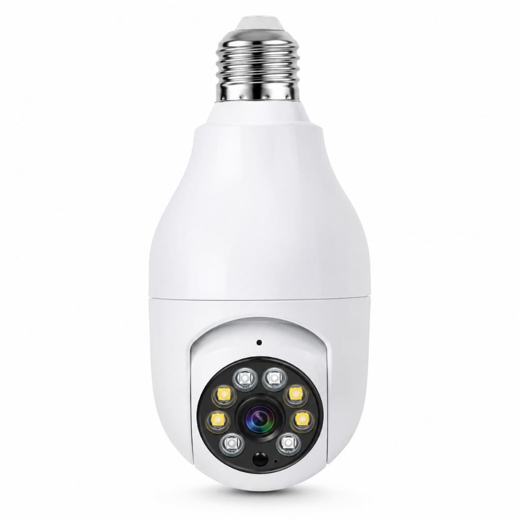 Camera Segurança Lâmpada Wi-Fi 360° Visão Noturna Monitoramento Remoto Residencial Vigilância Inteligente