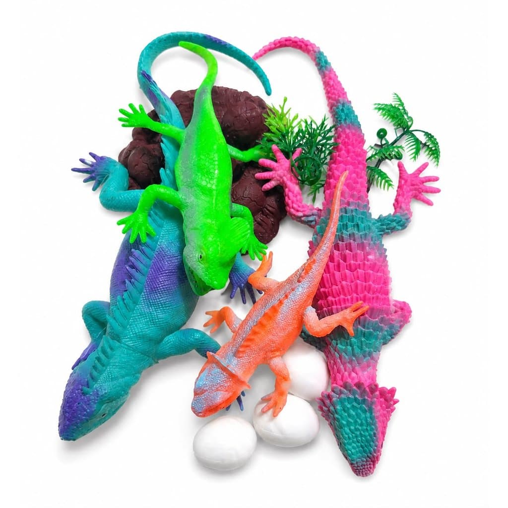 Kit Brinquedo Animais Lagartos de Borracha Diversos