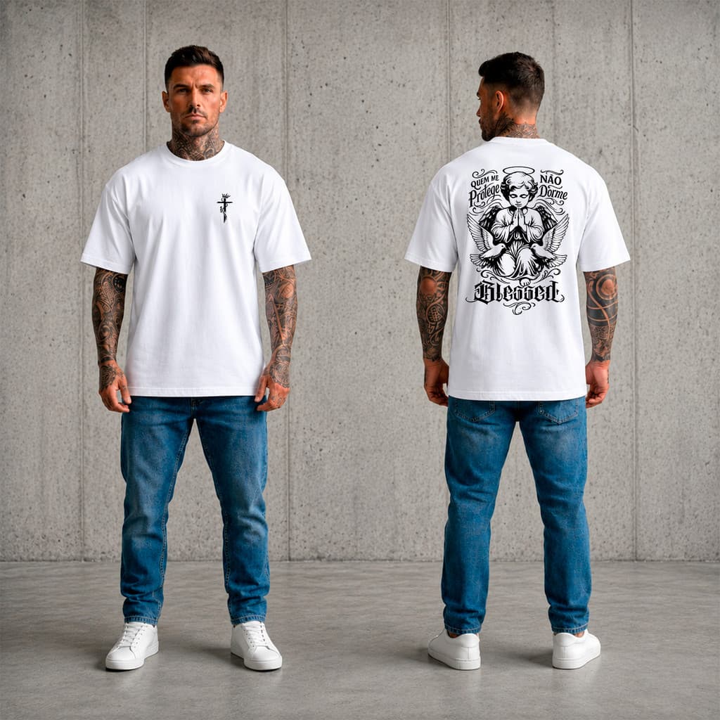Camiseta masculina de algodão penteado streetwear slim estampa grande