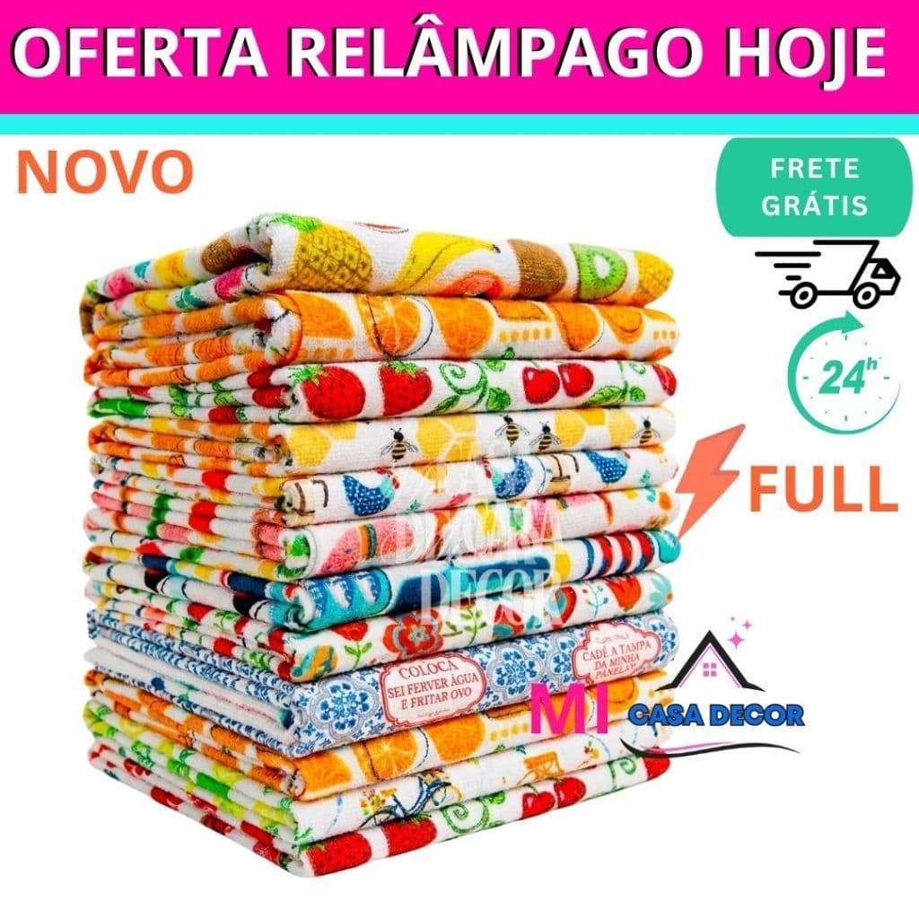 10 Pano De Prato Felpudo Atoalhado Estampado Original