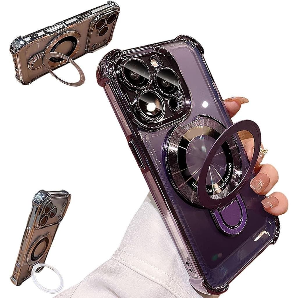 Nova Capa para Telefone da Série 17, Capa com Suporte de Anel Invisível nos Quatro Cantos (Laranja, adequada para 17 Pro