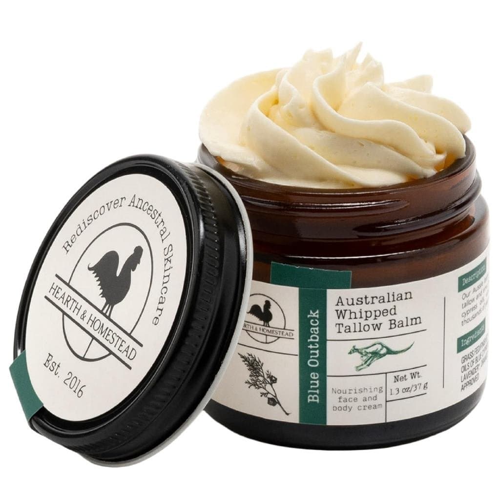 Hearth & Homestead Sebo Bovino Batido para Pele e Rosto - 100% de Gado Alimentado a Pasto, Creme para Eczema e Manteiga