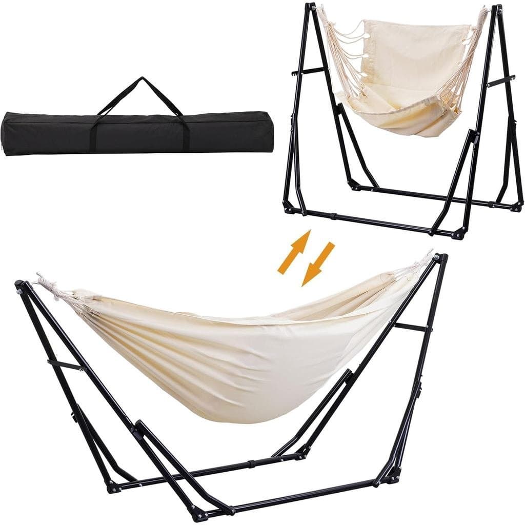 Rede Ainfox com Dobrável, Rede 2 em 1 e Cadeira de Balanço com Bolsa de Transporte, Cadeira de Camping Portátil