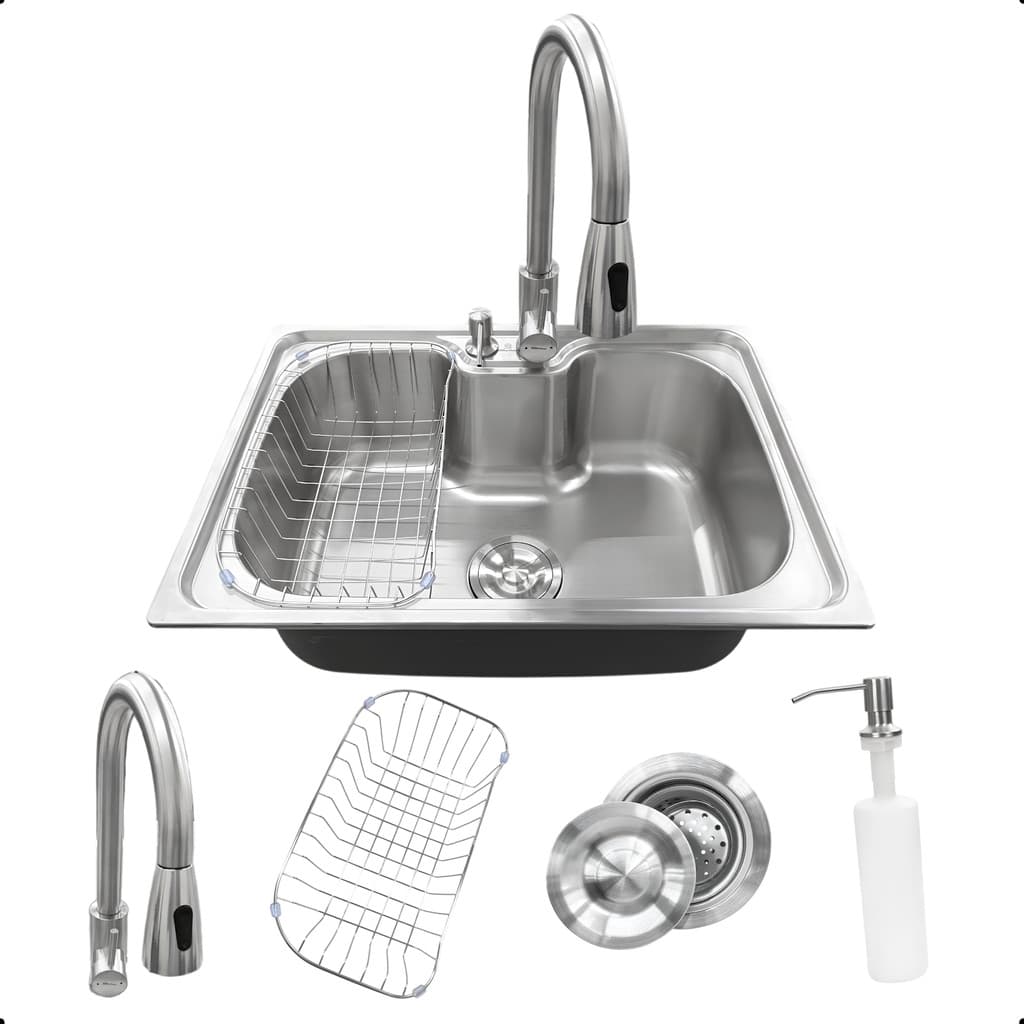 Cuba de Cozinha Gourmet 60x42cm Aço Inox Com Torneira Extensível Monocomando com Misturador