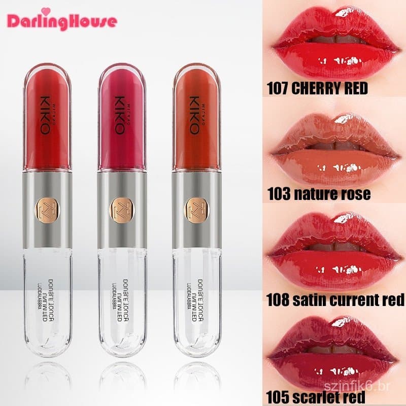 Batom Líquido KIKO Milano Italy Double Touch Unlimited 6ml 103 Rosa Natural 108 Vermelho Acetinado 126 Rosa Nude YZZP