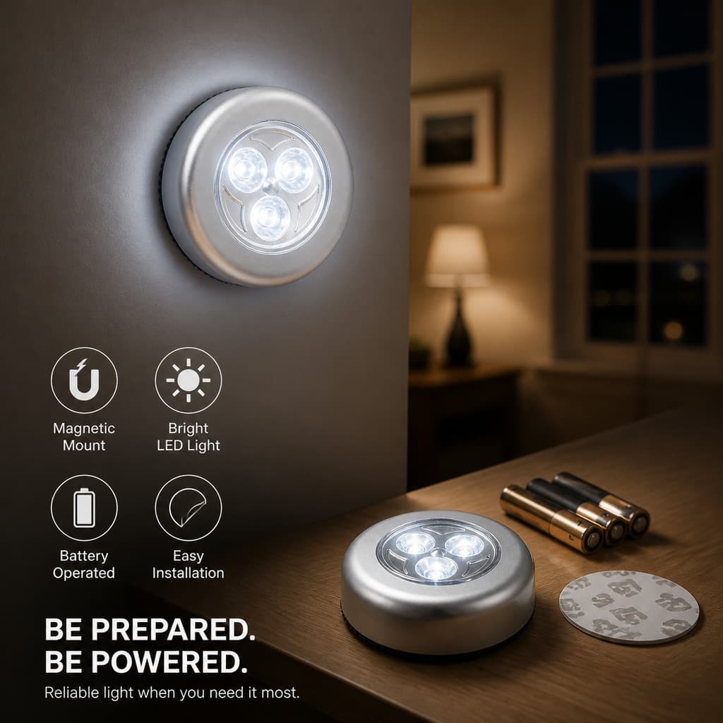 6 Pcs Lâmpada Adesiva Leds  Touch De Segurança Para Corredor Armário Pequena Para Corredor,Parede
