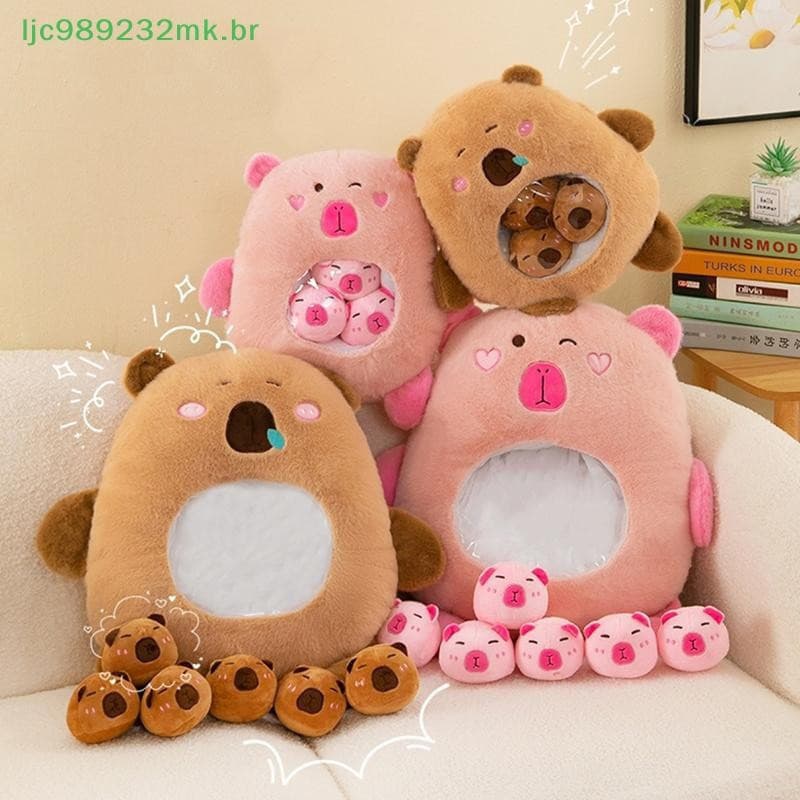 Almofada de Pelúcia Capivara HG 30cm, Brinquedo Fofo e Moderno, Animal Macio, Decoração Infantil 8UU9