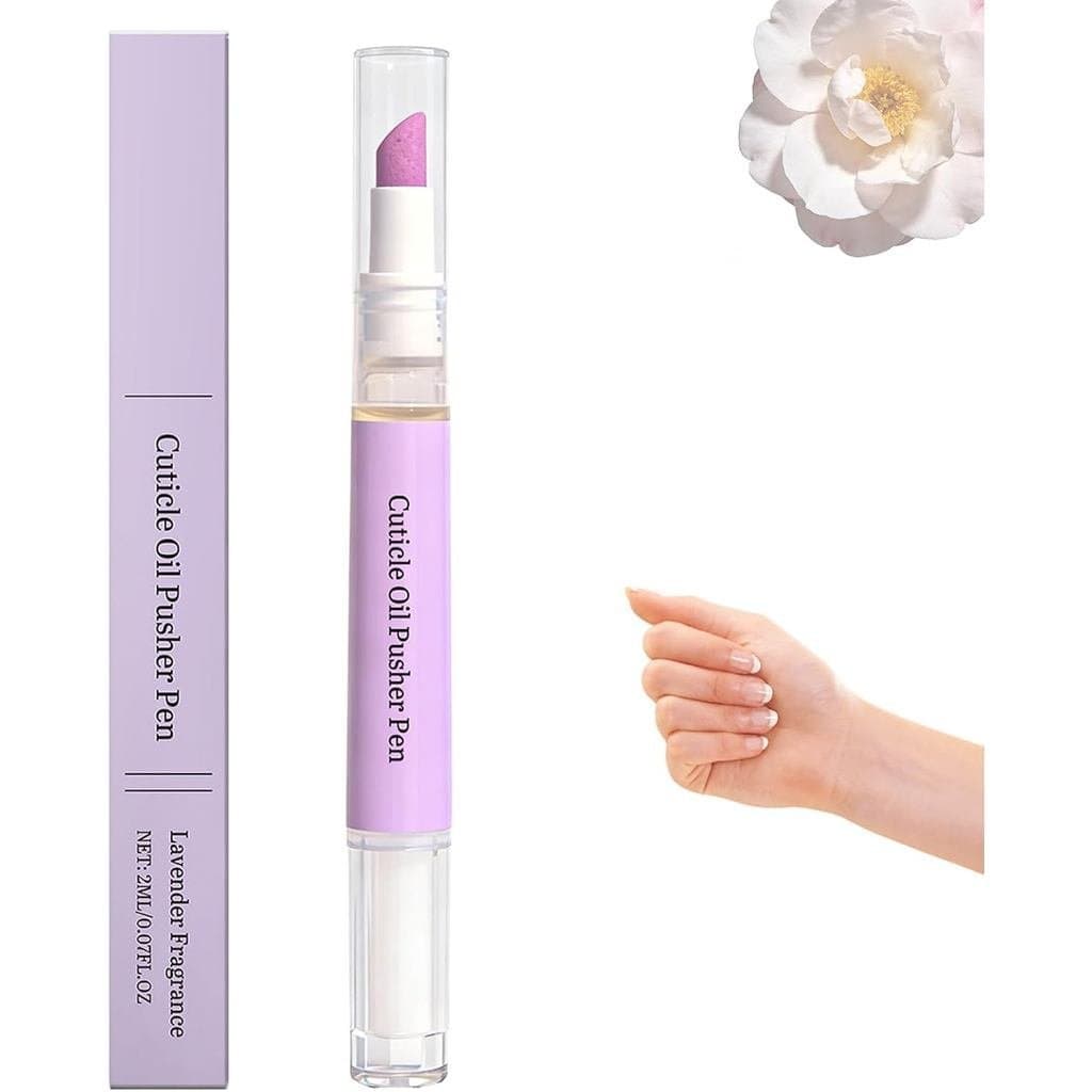 Caneta de Óleo e Empurrador de Cutículas 2 em 1 de Cerâmica com Aroma de Rosa Lavanda para Cuidado de Unhas Secas e Cutí