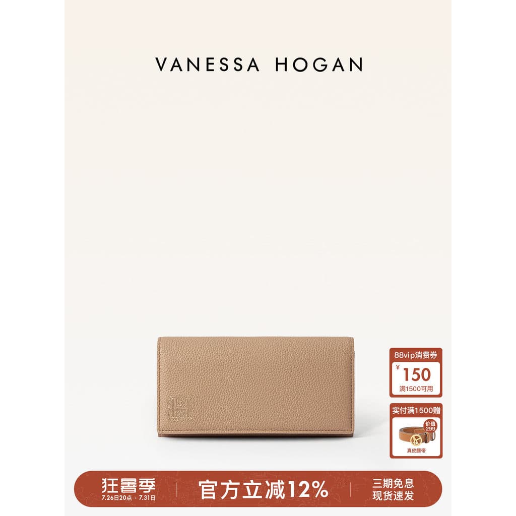 [Presente Tanabata] VH Bolsa Feminina Jiji Carteira Longa de Couro Genuíno Porta-cartões Portátil Bolsa Carteira de Cour