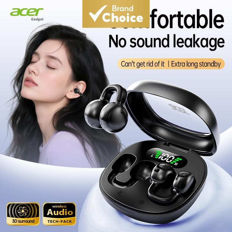 Fones de Ouvido Acer OHR537 – Fones de ouvido abertos, sem fio, com clipe, fones de ouvido Bluetooth 5.4, bateria para