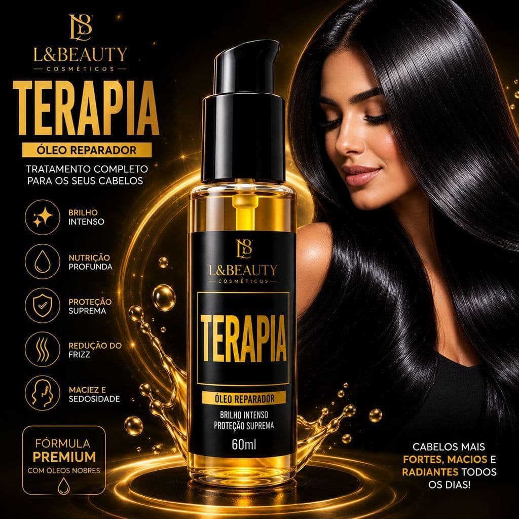 Óleo Capilar Reparador 60ml Anti Frizz Brilho Intenso Hidratação L&Beauty