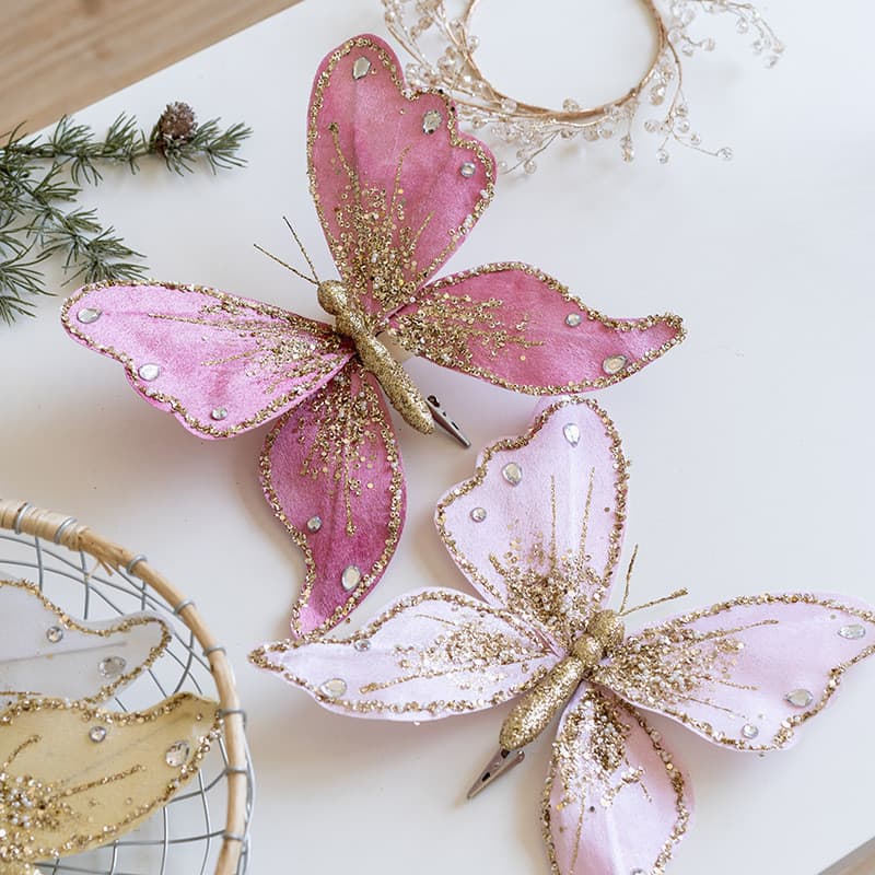 Árvore de Natal encantadora em ouro rosa, nova, feita de tecido decorativo de alta qualidade, adornada com lantejoulas e