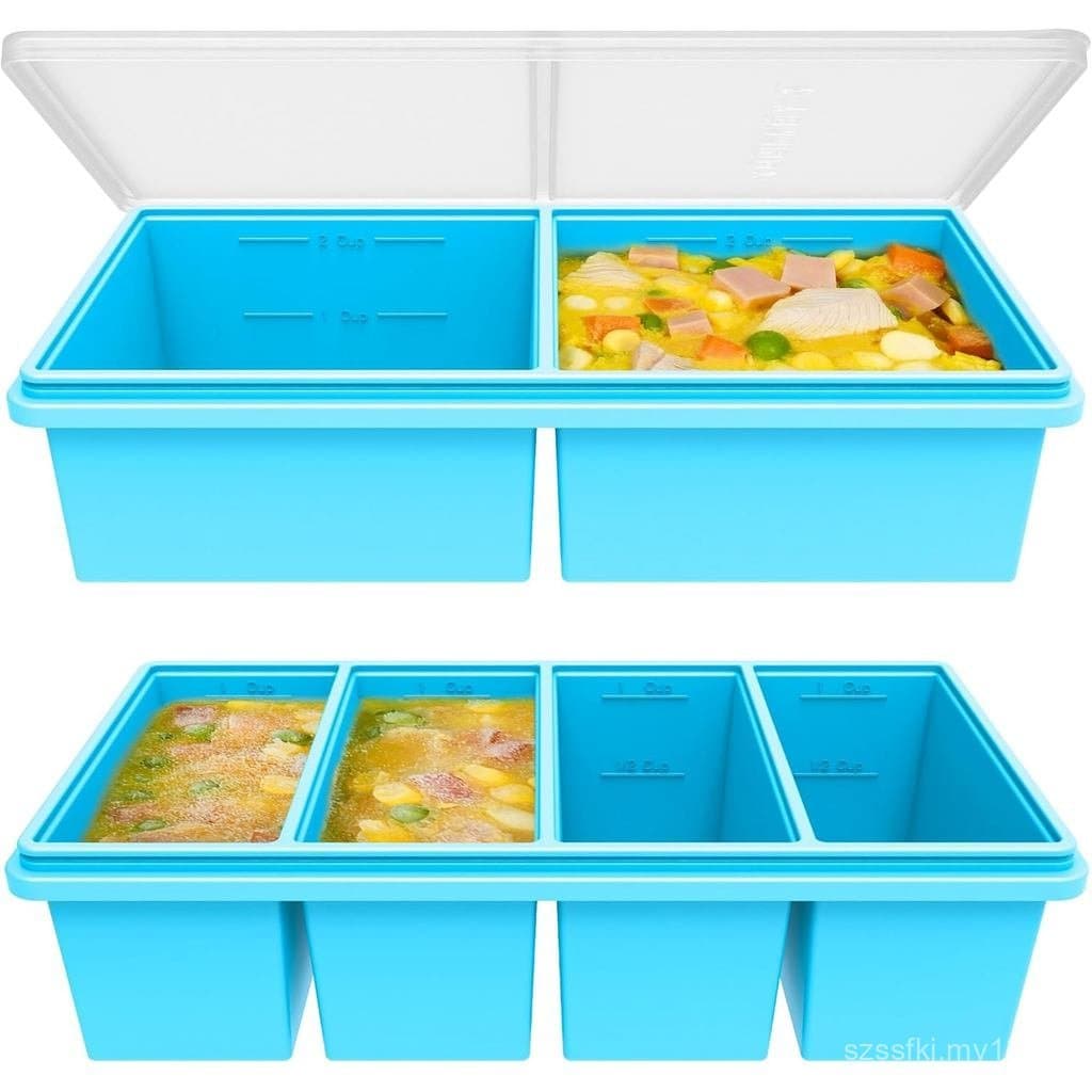 Formas de Silicone para Sopa com Tampas, Combo de 2 e 1 Copo, Formas de Gelo Estilo Recipiente para Sopa, Bordas de Aço