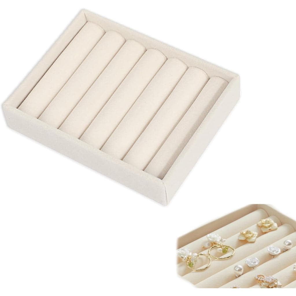Ring Tray for Jewelry Storage Small Velvet Organizer Box with Inserts Dividers and Slots Mini Jewelry Display Trays with