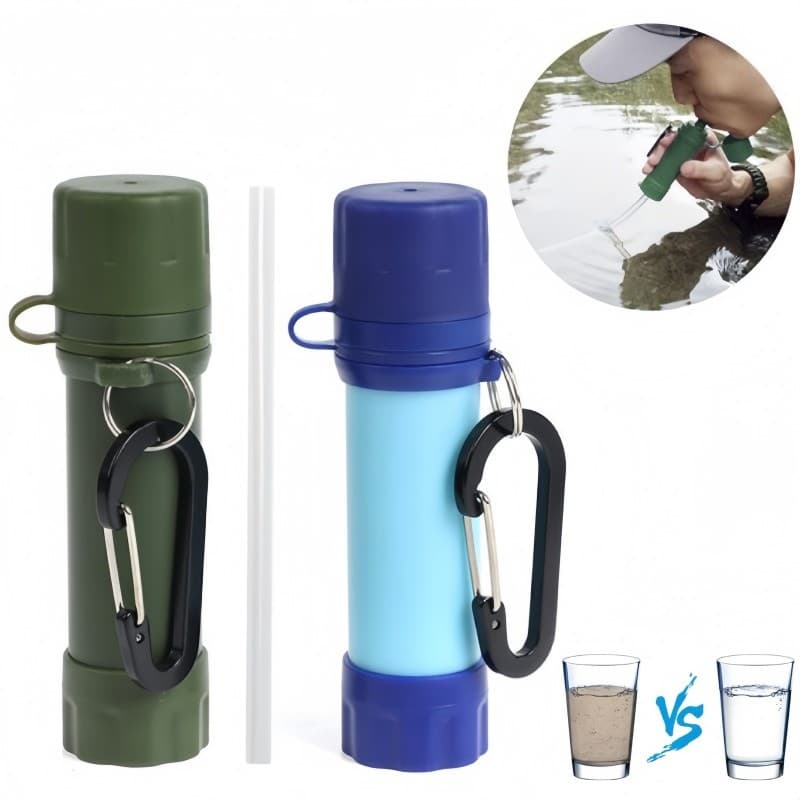 Filtro De Água De Sobrevivência Portátil Purificador De Palha Garrafa Acampamento Emergência Ao Ar, filtro portátil