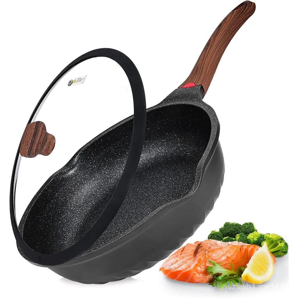 Frigideira antiaderente de 5,5 quartos, frigideira 3cvinchef sem tampa com indicador, 30,48 cm, frigideira de cerâmica c
