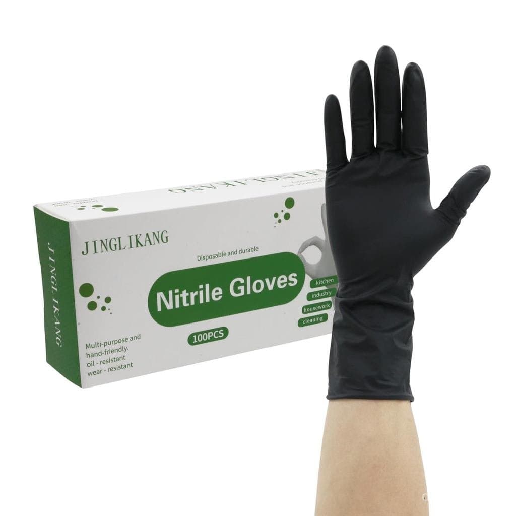 Luvas de nitrilo pretas antiderrapantes para limpeza única, impermeáveis, para cozinha, 100 peças, sem necessidade de de