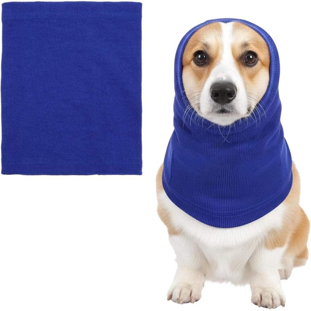 Protetores de Orelha para Cães CIATBYYJ, Capuz Elástico para Cães, Protetores de Orelha Azuis Antirruído para Aquecer o