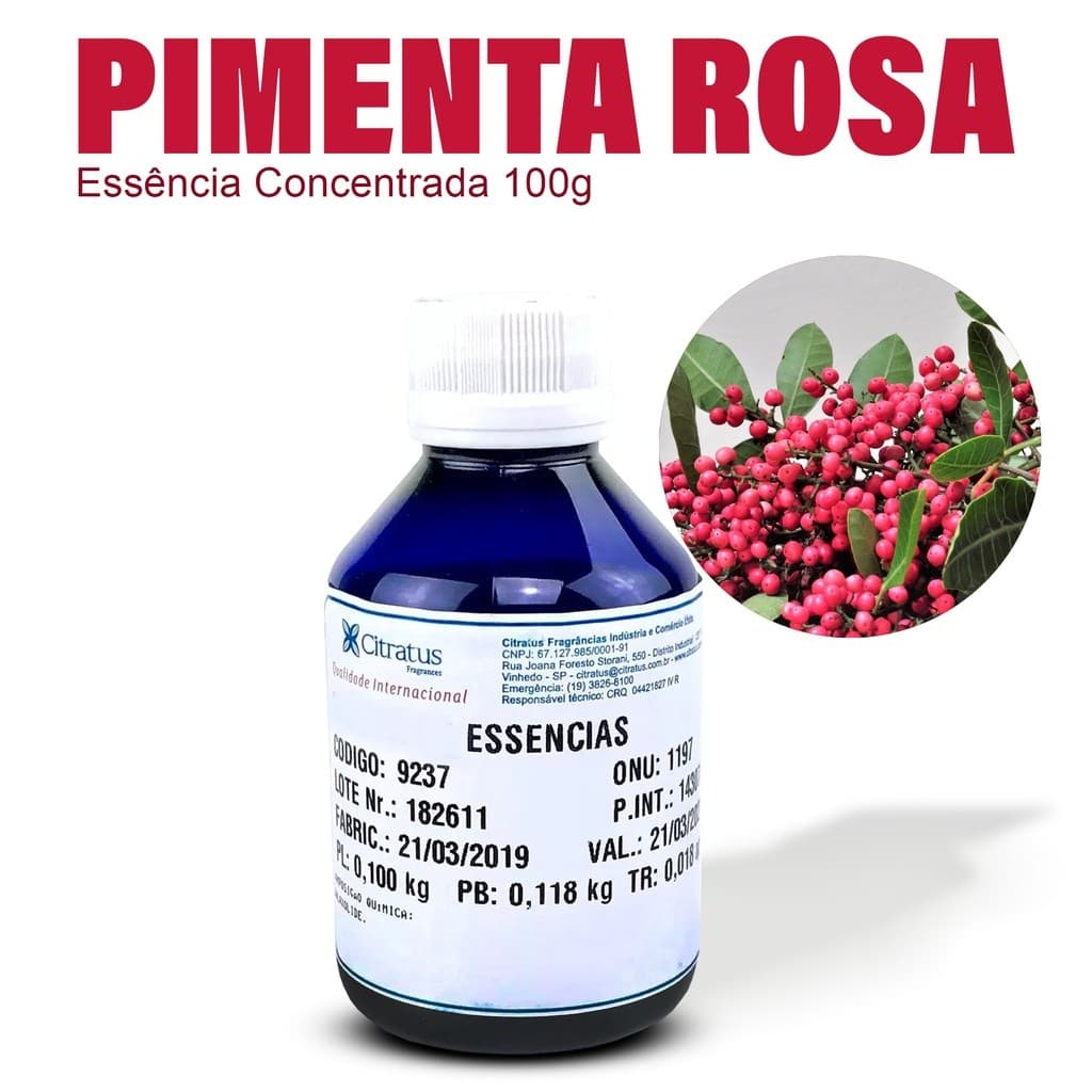 Essência Concentrada Pimenta Rosa, Aromaterapia, Perfume para Loja, Aromatizador Citratus 100ml