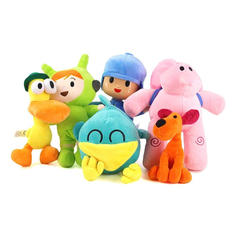 4 peças/6 conjuntos de brinquedos de pelúcia de desenhos animados Pocoyo: Ellie Duck, Lora, Sleepy Bird, Elephant Dog Br