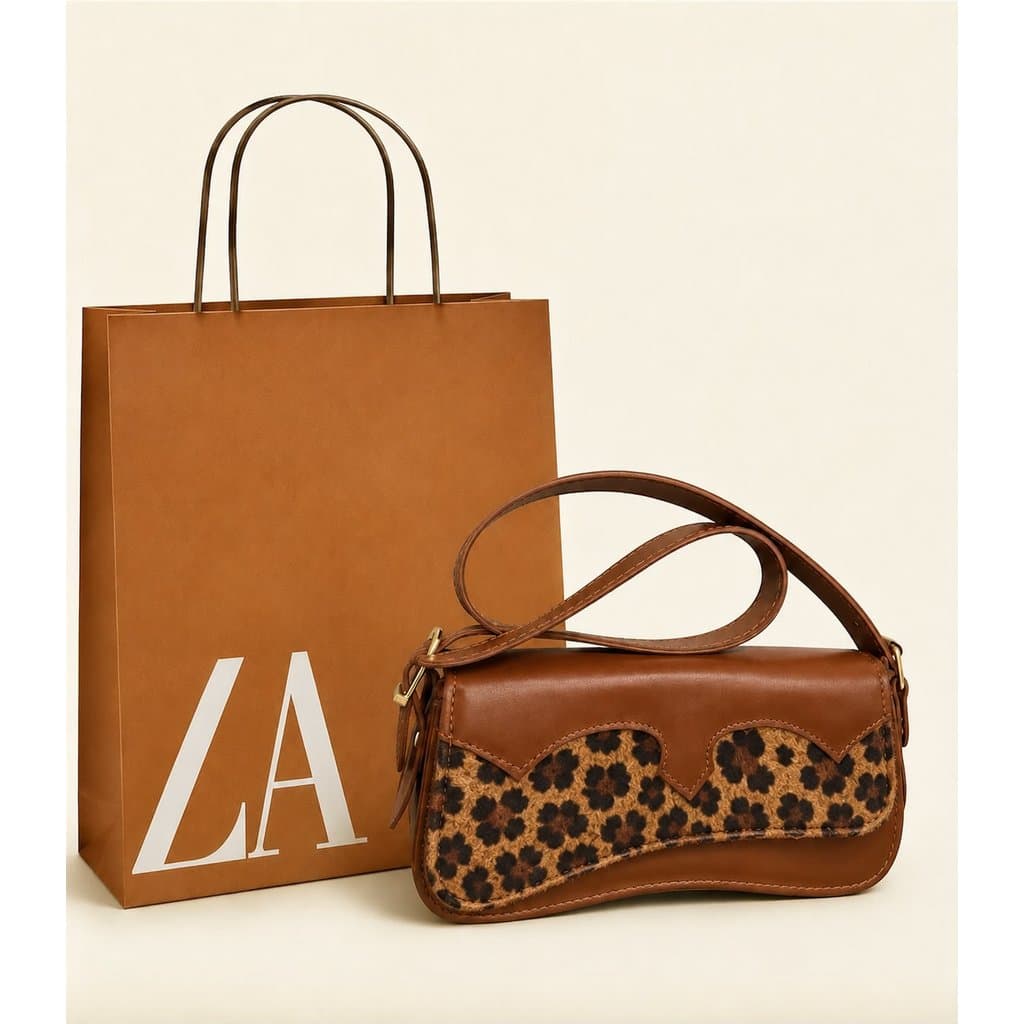Bolsa Country Estampa de Oncinha Baguete de Ombro Feminina