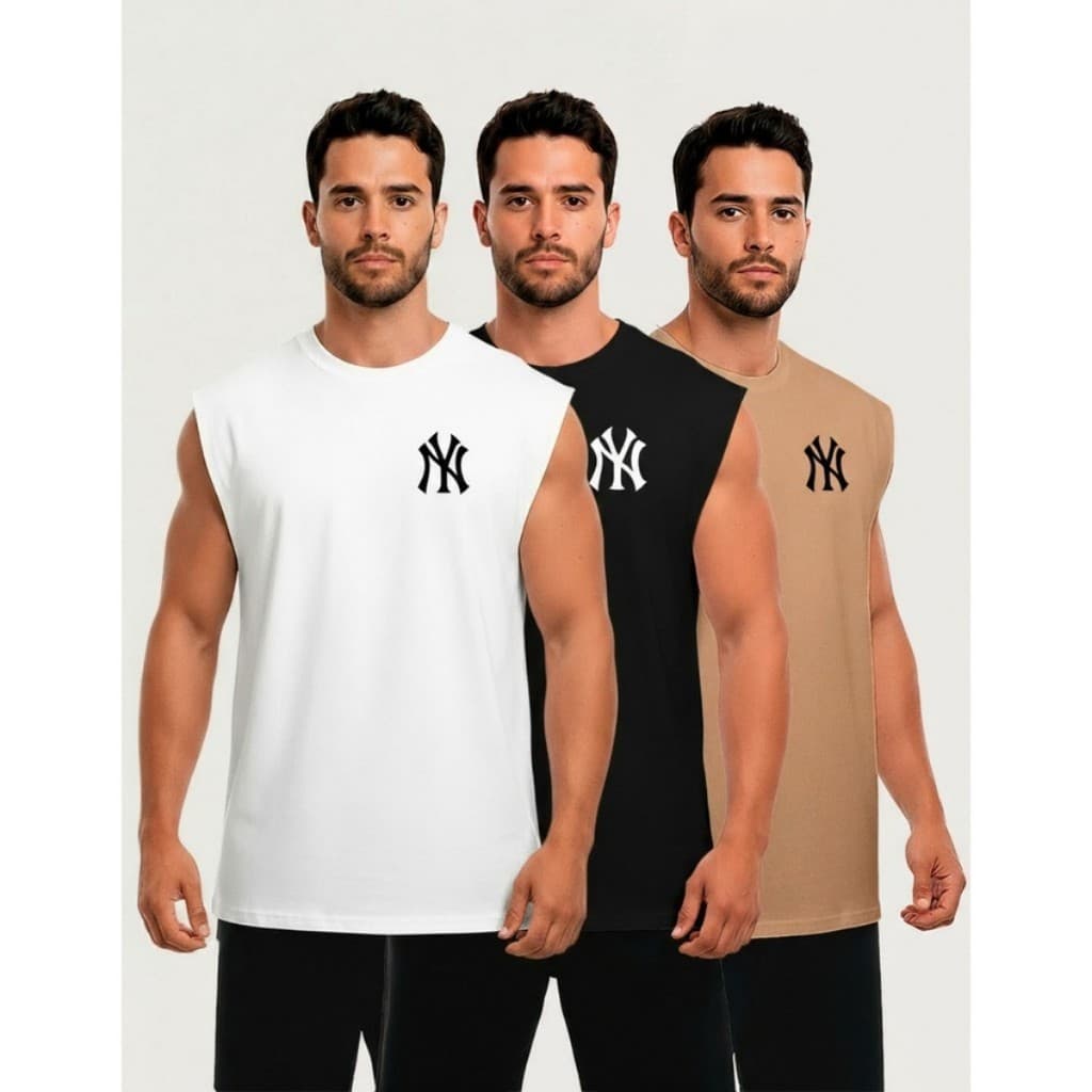 Kit 3 Regatas Masculinas 100% Algodão NY Streetwear Premium Conforto e Estilo