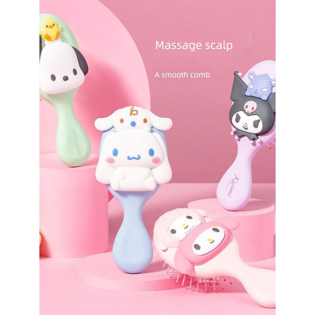 Cartoon Sanrio Tridimensional Massagem Airbag Pente Canela Cachorro Kuromi Mini Portátil