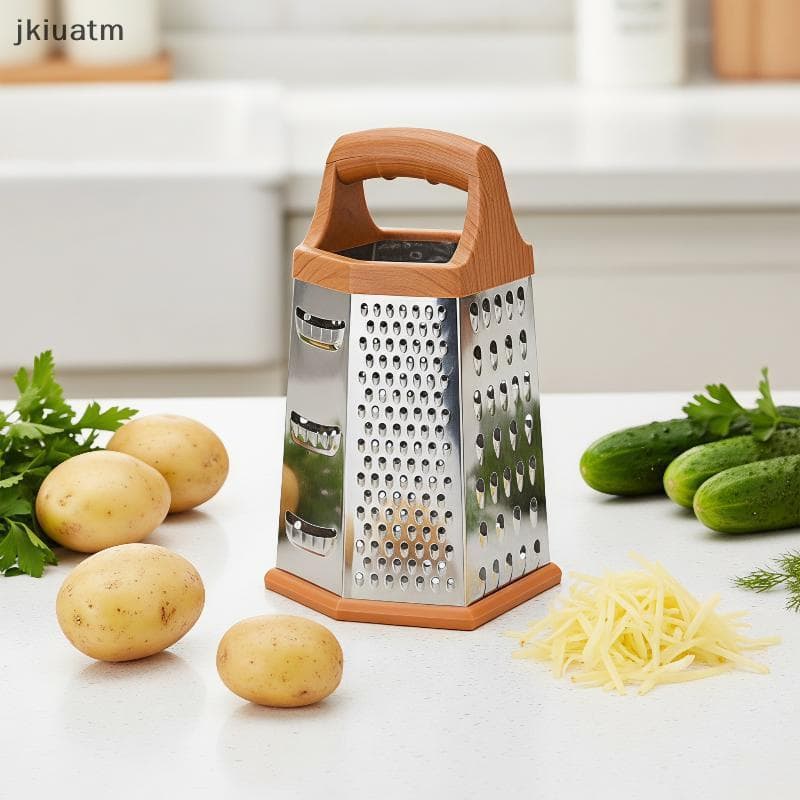 [jkiuatm] Ralador De Alimentos De Aço Inoxidável 6 Em 1 , Fatiador Afiado , Seguro , Multifuncional , Cortador De Cozinh