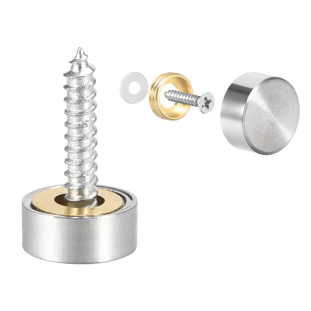 Uxcell 2/4/8pcs 10mm 12mm 14mm 18mm 22mm 25mm Parafusos De Espelho Tampas Decorativas Cobertura Unhas Aço Inoxidável Esc