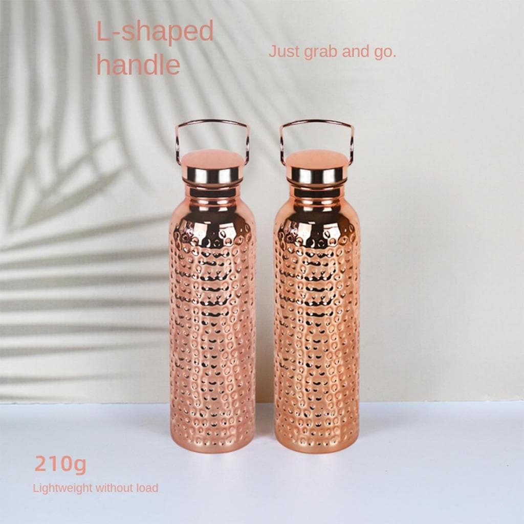 Garrafa De Água De Cobre 800ml Martelado Banhado Portátil Isolado Para Acampamento Caminhadas Viagem Ao Ar Livre Indoor