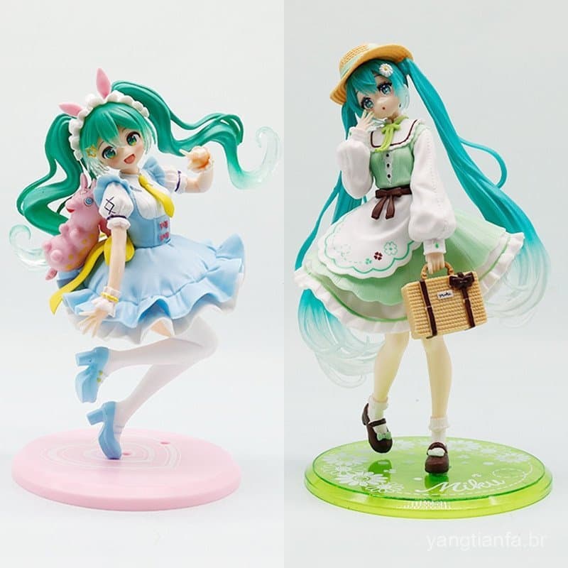 20cm Anime Hatsune Miku Estatueta De Ação Bonito Dos Desenhos Animados Engraçado Moda Menina Coleção Decoração Desktop N
