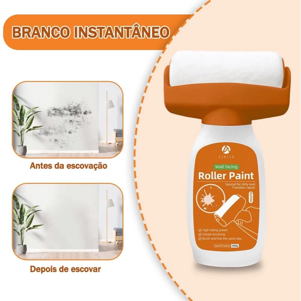 Pintura De Rolo De Parede 500G Látex Branco À Base De Água Para Paredes Interiores Limpam O graffiti